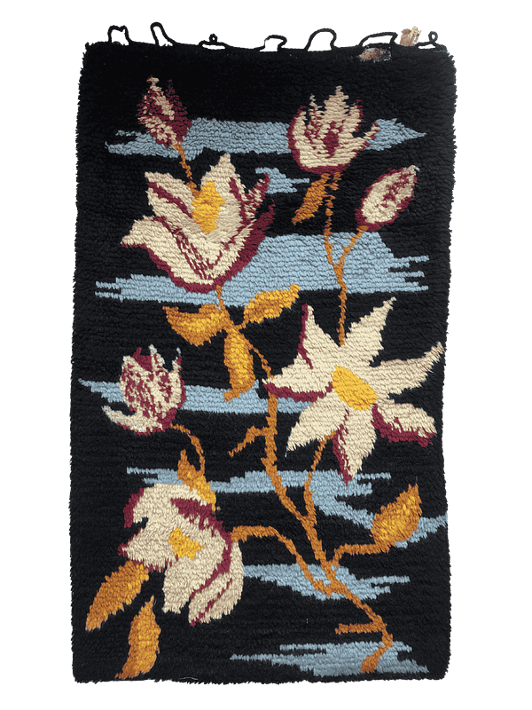 Dark Floral Shaggy Rug